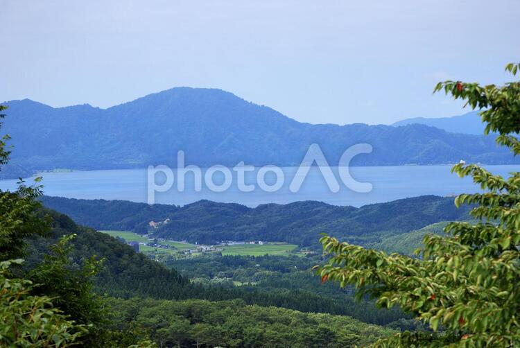 田沢湖高原より田沢湖を望む 秋田県,田沢湖,高原の写真素材