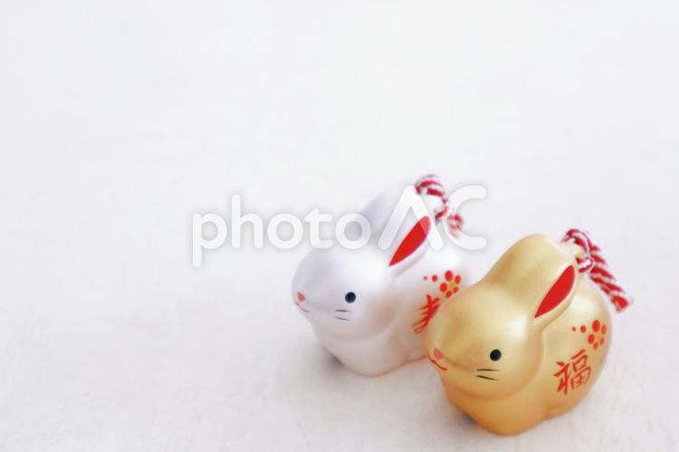 年賀状素材 うさぎの干支の置物 うさぎ,干支,年賀状の写真素材