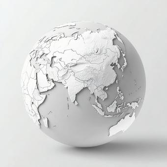 シンプルなデザインの地球儀の写真