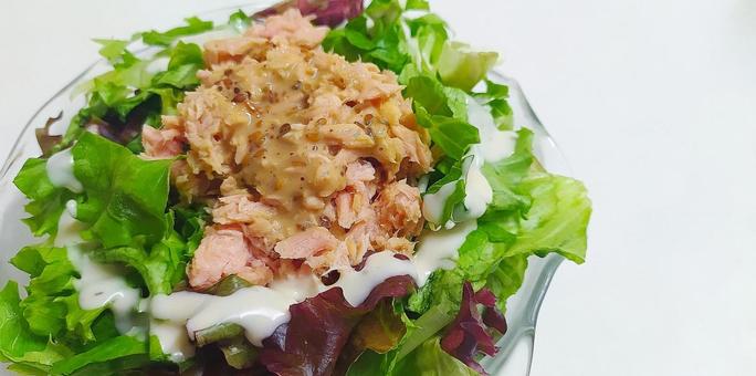 ２種のドレッシングのツナサラダ サラダ,ドレッシング,ツナサラダの写真素材