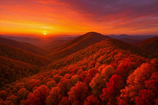 紅葉山脈の夕景 紅葉山脈の夕景の写真