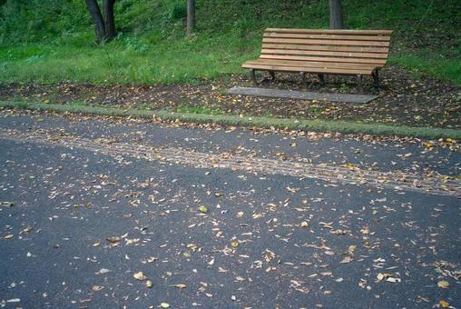 Photo, autumn, bench, fallen leaves, 