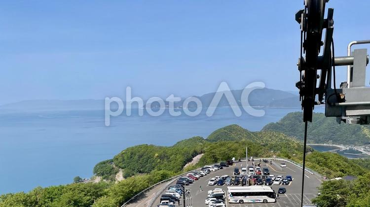 ロープウェイからの眺め 三方五湖,ロープウェイ,空の写真素材