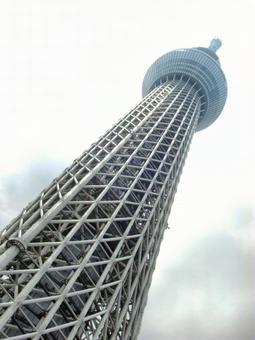 曇り日の東京スカイツリー-44 東京スカイツリー,曇り日,雲の写真素材