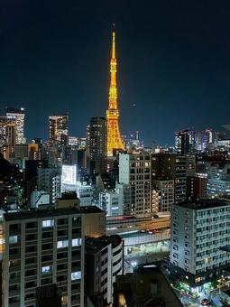 東京タワーの夜景 東京タワー,夜景,麻布台の写真素材