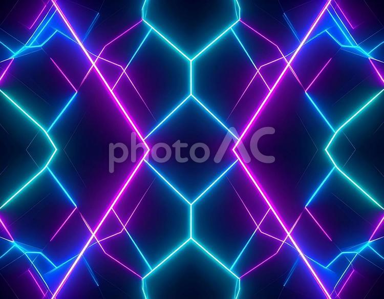 幾何学模様　ネオンサイン　背景素材 幾何学模様,ネオン,万華鏡の写真素材