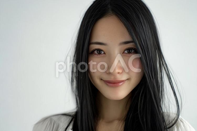 微笑みの美しい黒髪日本女性 女性,美女,美人の写真素材