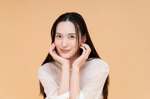 若い女性のビューティ 若い女性のビューティ スキンケア,女性,肌の写真素材
