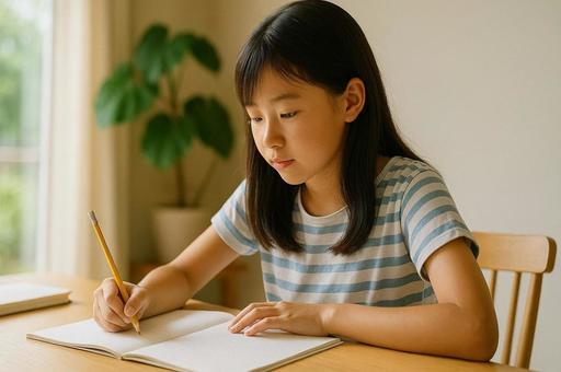 真剣に勉強する女子小学生の姿・学習・学び 真剣に勉強する女子小学生の姿・学習・学びの写真