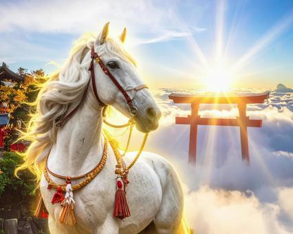 光が当たる馬 光が当たる馬の写真