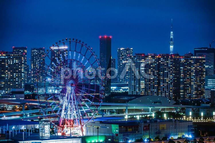 東京・お台場から見える東京の夜景 夜景,東京,テレコムセンターの写真素材