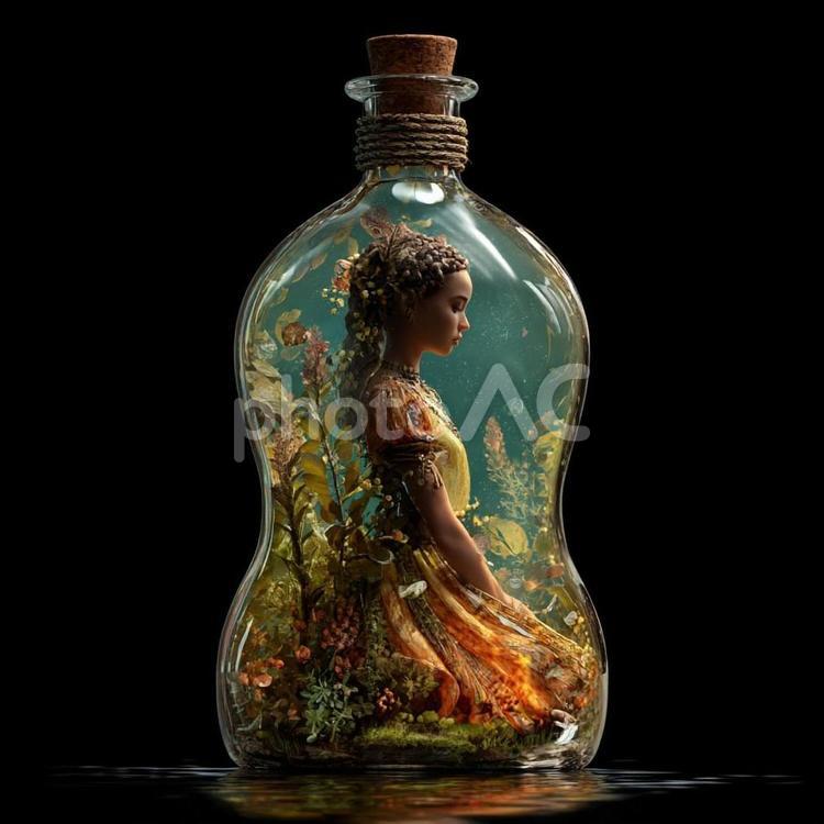 瓶の中のプリンセス 少女,美少女,可愛いの写真素材