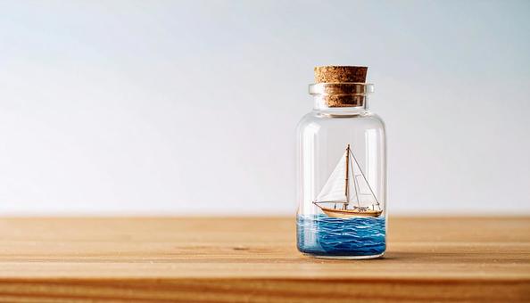 ガラス瓶の中の船、ボトルの写真
