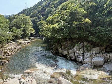 川 川 川,岩,避暑地の写真素材