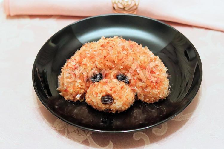 愛犬そっくりのおにぎり おにぎり,鰹節,おかかの写真素材