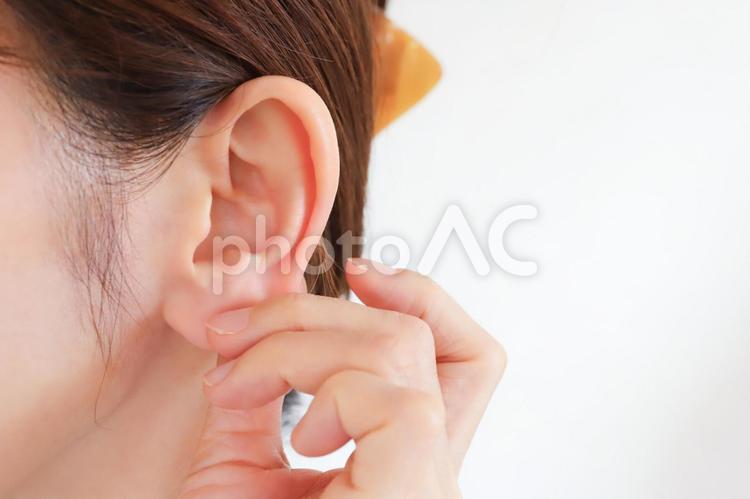 女性の耳　聴力イメージ 耳,女性,耳たぶの写真素材