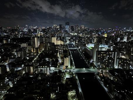 清澄白河の夜景 清澄白河,夜景,ビル街の写真素材