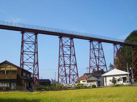 餘部鉄橋 トラス橋,鉄道風景,事故の写真素材