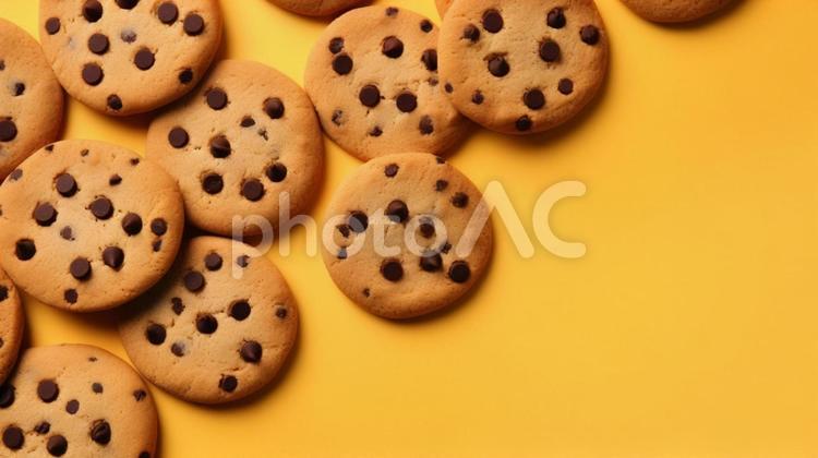 チョコクッキーの背景素材 クッキー,チョコチップ,お菓子の写真素材