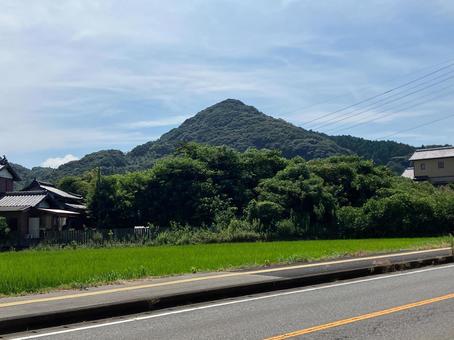 田舎の山や田んぼ 空,青空,夏の写真素材