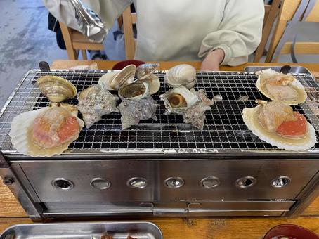 魚介 網焼き 浜焼き 魚介 網焼き 浜焼き 魚介,海鮮,バーベキューの写真素材