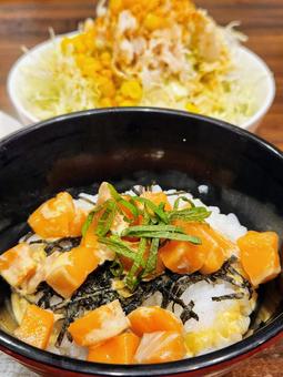 サーモン丼 サーモン丼,丼物,鮭の写真素材