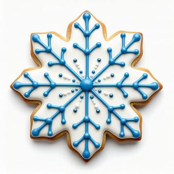 雪の結晶モチーフのアイシングクッキー 雪の結晶モチーフのアイシングクッキーの写真