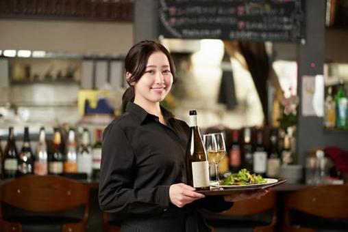 Japanese woman working in a restaurant, महिला, अंशकालिक काम, रेस्टोरेंट, JPG