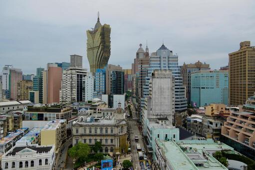 マカオの街並み② マカオ,歷史城區觀光走廊,街並みの写真素材
