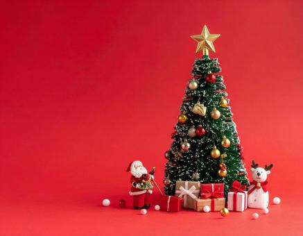 クリスマスツリーとプレゼントのバナー クリスマスツリーとプレゼントのバナーの写真