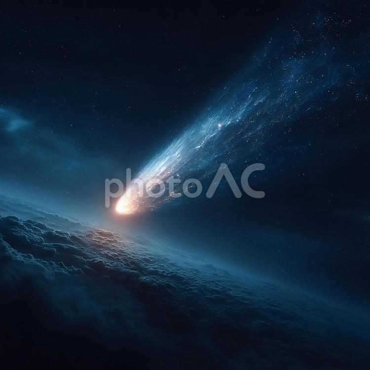宇宙からの使者：圧倒的な存在感を放つ彗星 彗星,宇宙,星の写真素材
