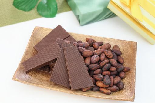 チョコレート チョコレート チョコレート,カカオ豆,板チョコの写真素材