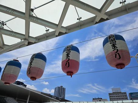 Photo, niigata festival, lantern, station, 