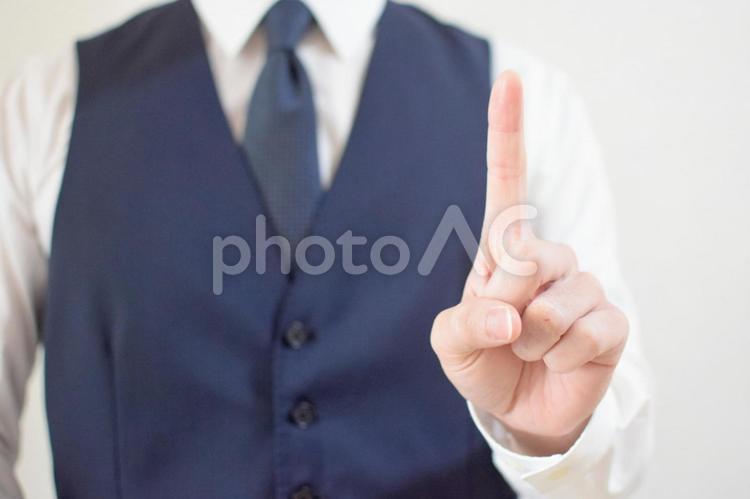 人差し指を出すジャケットの男性④ ビジネスマン,会社員,男性の写真素材