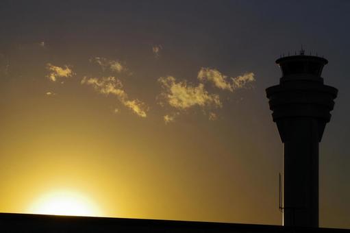 Sunset and control tower, JPG