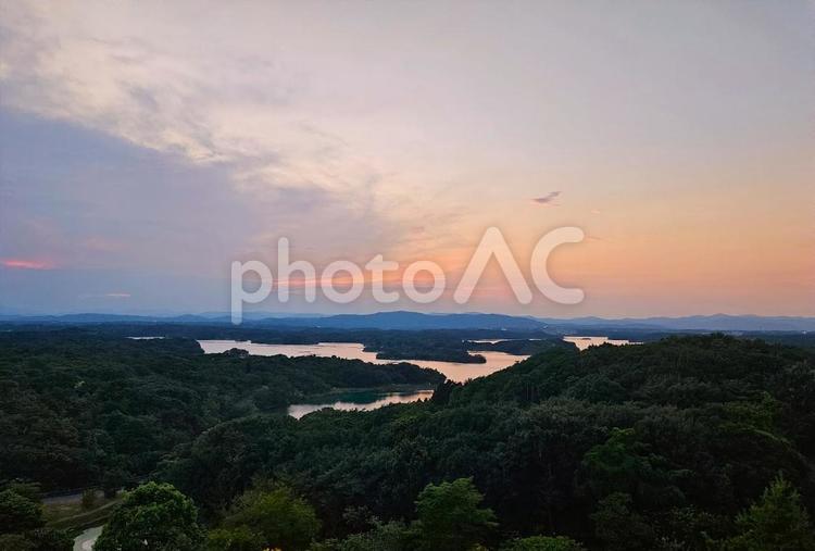 夕暮れの英虞湾 英虞湾,伊勢志摩,海の写真素材
