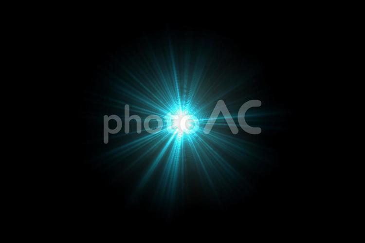光のフレアエフェクト素材　青 光,フレア,閃光の写真素材