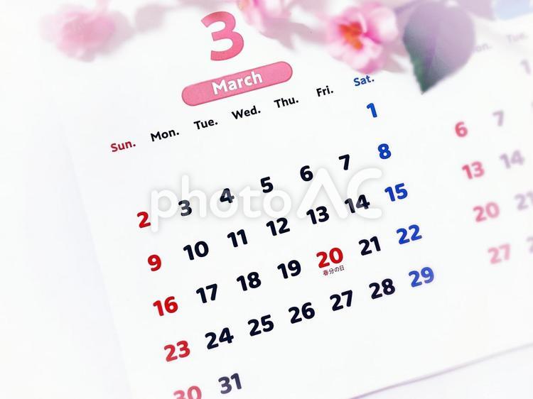 2025年3月のカレンダー、春のイメージ 3月,カレンダー,2025の写真素材