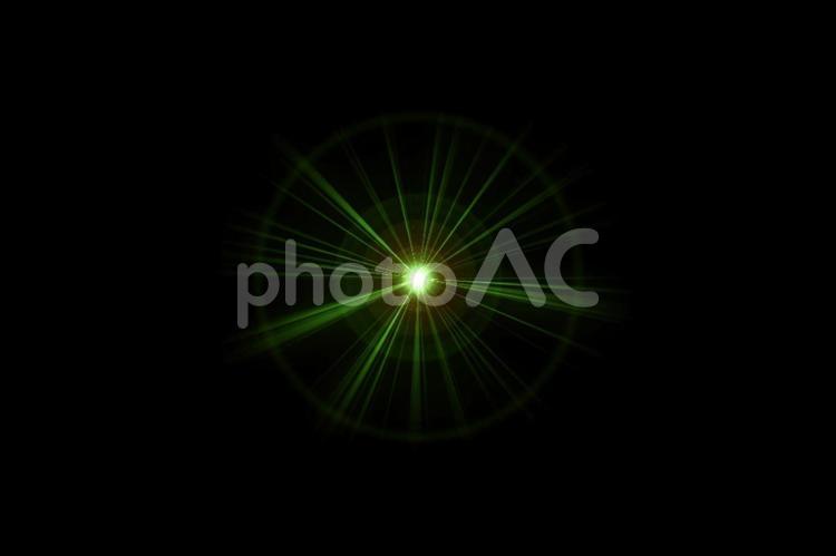 光のフレアエフェクト素材　緑 光,フレア,閃光の写真素材