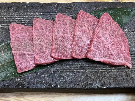 Photo, grilled meat, raw meat, marbled, 