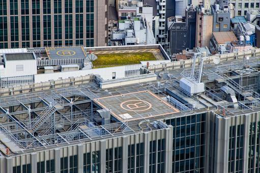 ビル屋上の緊急救助スペース(Rマーク） 緊急救助スペース,救助スペース,大阪の写真素材