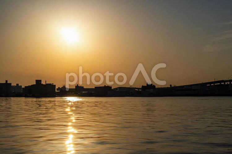 神戸の朝日 朝日,日の出,神戸の写真素材