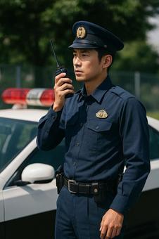 屋外無線での警務の写真