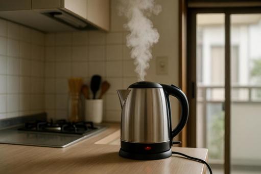 電気ポットでお湯を沸かすの写真