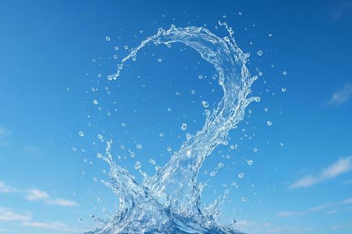 弾ける水しぶきと青空 弾ける水しぶきと青空の写真