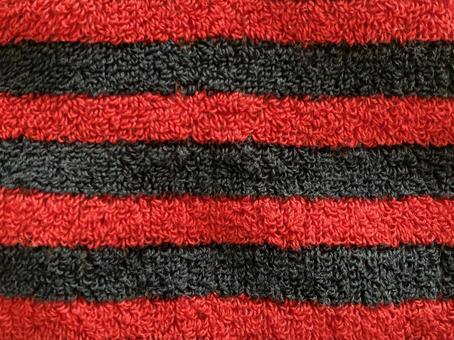 赤黒ボーダーのタオル生地 タオル,生地,赤黒の写真素材