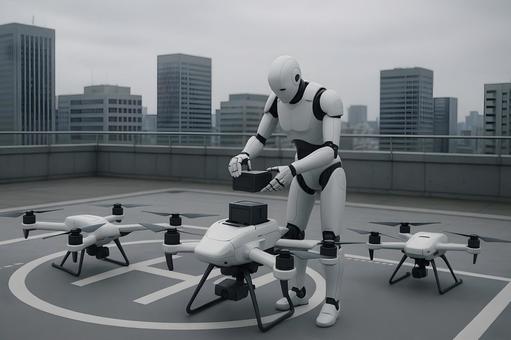 屋上ドローン整備の写真