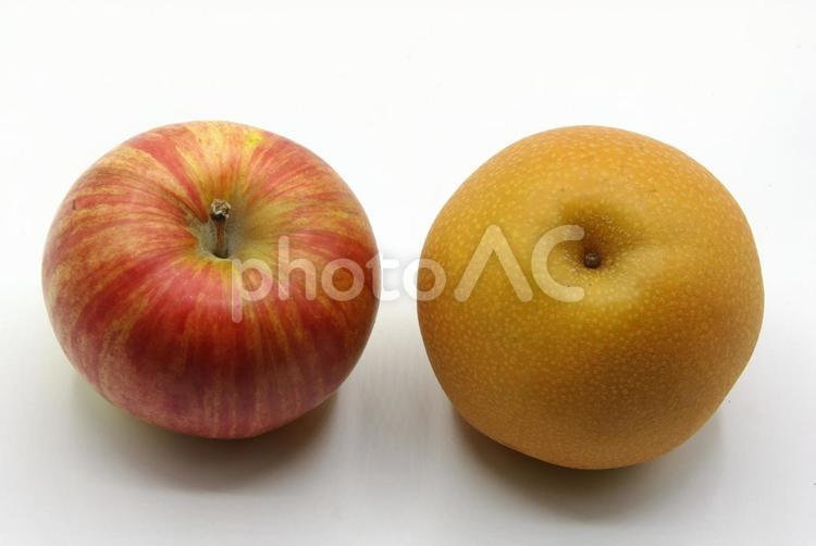 秋の味覚（りんごと梨） りんご,梨,秋の写真素材