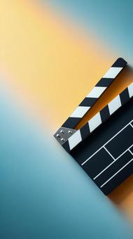 美しいストライプ柄の映画カチンコボード 美しいストライプ柄の映画カチンコボードの写真