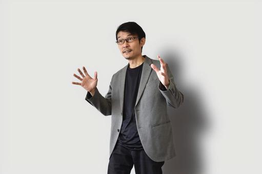 ちょっとうれしい男性 男性,ジャケット,驚くの写真素材